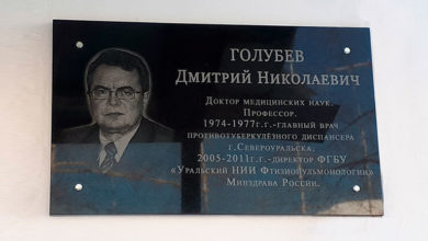 Памятная доска в честь Дмитрия Николаевича Голубева Североуральск